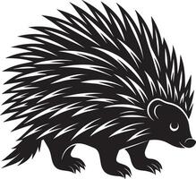 Porcupine - Black and White Illustration Isolated on White Background vector