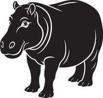 Hippopotamus, black and white illustration isolated on white background vector