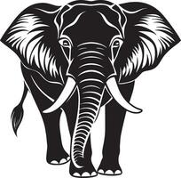 Elephant - Black and White Illustration. Isolated on White Background. vector