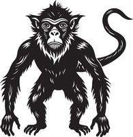 Monkey black and white illustration for grapics design vector