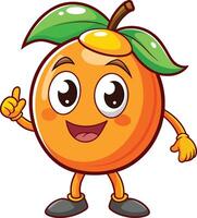 dibujos animados personaje de naranja Fruta aislado en blanco antecedentes ilustración. vector