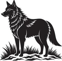 Wolf - black and white illustration for tattoo or t-shirt design vector