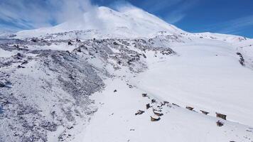Aerial. the summit of Elbrus from the north on a sunny day video