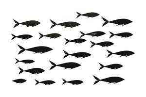 School of fish, A group of silhouette fish swim and Marine life illustration,Tattoo,fishes. vector