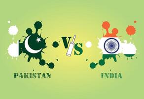 India VS Pakistan Cricket Match. Creative illustration of participant countries flags isolated creative artwork vector