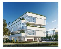 3d rendering of a modern eco friendly business office building photo