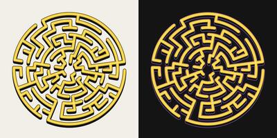 Big labyrinth in vintage style. Design element for esoteric, mystical surreal concepts, answer search, spiritual quest. vector