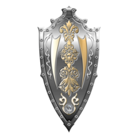 Metallic Shield Embeded with Golden Ornate Design png