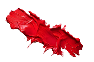 Red paint brush strokes isolated on transparent background, cut out, or clipping path. png