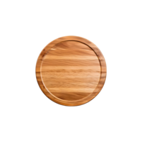 Empty circle cutting board for top view food product display, isolated on transparent background, cut out, or clipping path. png