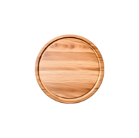 Empty circle cutting board for top view food product display, isolated on transparent background, cut out, or clipping path. png