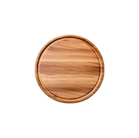 Empty circle cutting board for top view food product display, isolated on transparent background, cut out, or clipping path. png