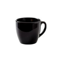 Black coffee cup mug isolated on transparent background, cut out, or clipping path. png