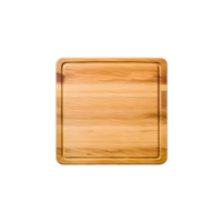 Empty square cutting board for top view food product display, isolated on transparent background, cut out, or clipping path. png