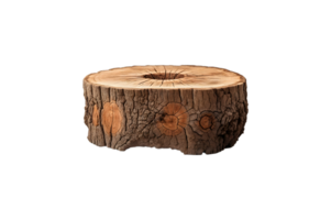 Oak stump, log fire wood isolated on transparent background, cut out, or clipping path. png