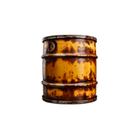 Old metal barrel oil isolated on transparent background, cut out, or clipping path. png