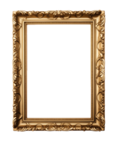 Antique golden photo frame isolated on transparent background png