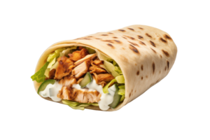 Chicken shawarma roll isolated on transparent background png