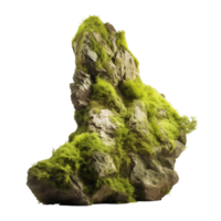 Natural tall rock with moss isolated on transparent background png