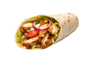 Chicken shawarma roll isolated on transparent background png