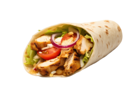 pollo shawarma rodar aislado en transparente antecedentes png