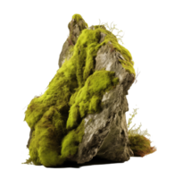 Natural tall rock with moss isolated on transparent background png