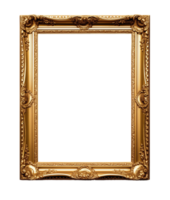 Antique golden photo frame isolated on transparent background png