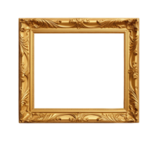 Antique golden photo frame isolated on transparent background png