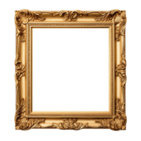 Antique golden photo frame isolated on transparent background png