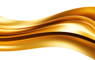 Abstract golden metallic wave band isolated on transparent background png