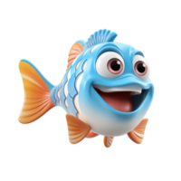 3d cartoon character fish toy isolated on transparent background png