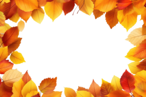 Autumn leaves frame border isolated on transparent background png