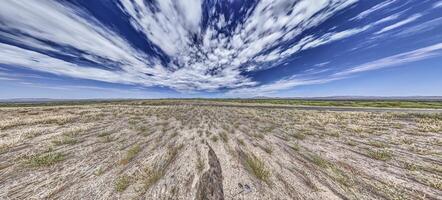 Panoramic picture over the Namibian Kalahari with blue sky and light clouds photo