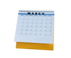 March 2024 calendar. Page of the annual a desk calendar isolated on transparent background. File png