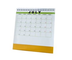 July 2024 calendar. Page of the annual a desk calendar isolated on transparent background. File png