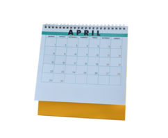 April 2024 calendar. Page of the annual a desk calendar isolated on transparent background. File png