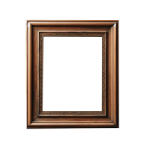 empty space old natural wooden photo or border blank frame isolated on transparent background. png