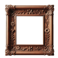 empty space old natural wooden photo or border blank frame isolated on transparent background. png