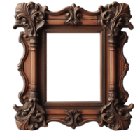 empty space old natural wooden photo or border blank frame isolated on transparent background. png