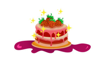 A Crepe cake topping by strawberry, Strawberry Delight Cupcake, Luscious illustration of a cake topped with strawberries, a sweet temptation in a fantasy, Strawberry cake png