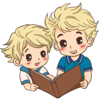 Children reading a book png