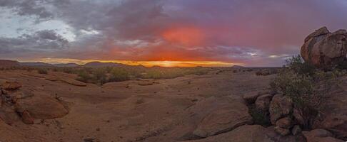 Panoramic picture of Damaraland in Namibia during sunset photo