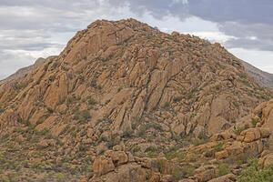 Panoramic picture of Damaraland in Namibia under a cloudy sky during the day photo