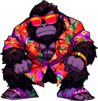 arte ilustração personagem funky do animal leão, urso, gorila, macacos, macaco e lobo, tipo transparente para camiseta png