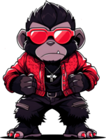 arte ilustração personagem funky do animal leão, urso, gorila, macacos, macaco e lobo, tipo transparente para camiseta png