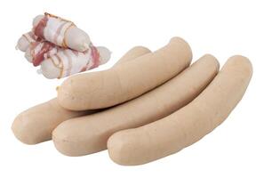 sausage cut out isolated white background with clipping path photo