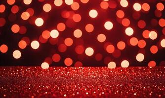 Christmas xmas background red abstract valentine Red glitter bokeh vintage lights photo