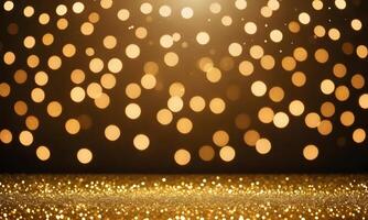 abstract gold background with blur bokeh light, glitter glow magical moment luxury atmosphere on ground stage photo