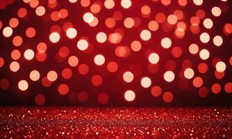 Christmas xmas background red abstract valentine Red glitter bokeh vintage lights photo