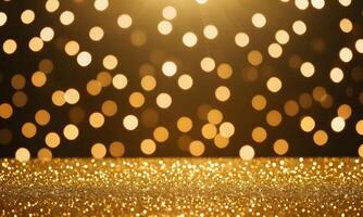 abstract gold background with blur bokeh light, glitter glow magical moment luxury atmosphere on ground stage photo